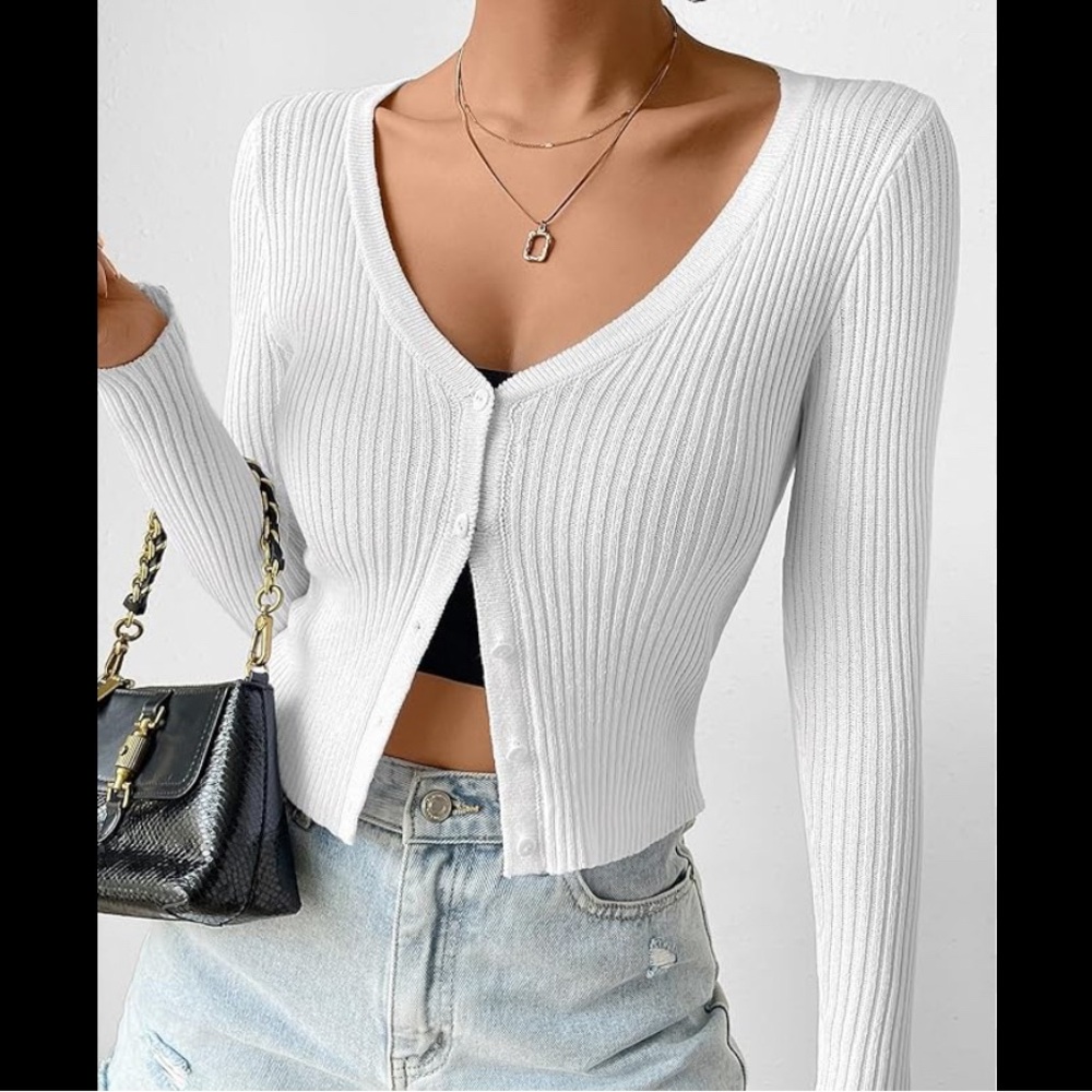 brandy melville white button up cardigan